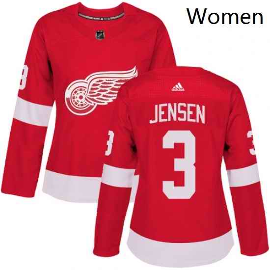 Womens Adidas Detroit Red Wings 3 Nick Jensen Authentic Red Home NHL Jersey